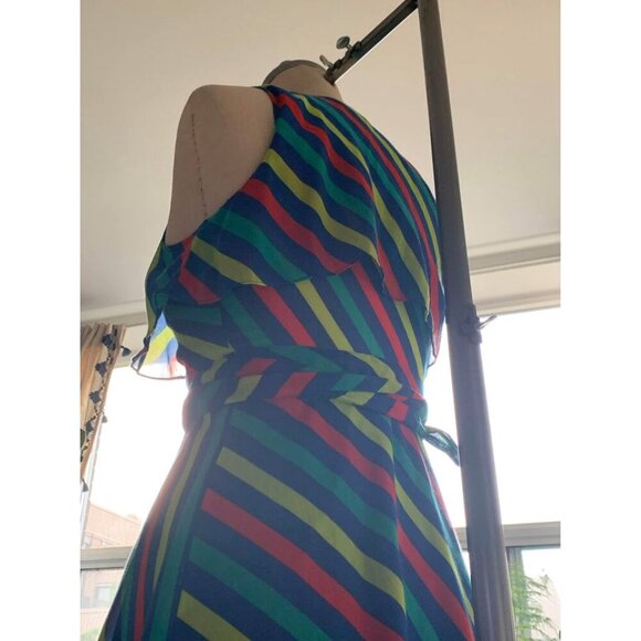 Urban Outfitters Cooperative Rainbow Striped Wrap Short Summer Dress Kidcore - Picture 4 of 8
